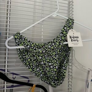 Kulani Kinis Floral Swim Bottom - Black and Green